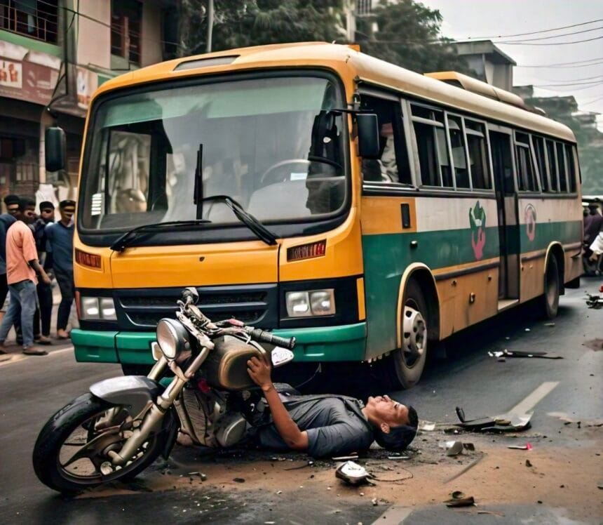 AI - ग्रेटर नोएडा के बादलपुर क्षेत्र में सड़क हादसा: बस ने बाइक सवार को मारी टक्कर, एक की मौत