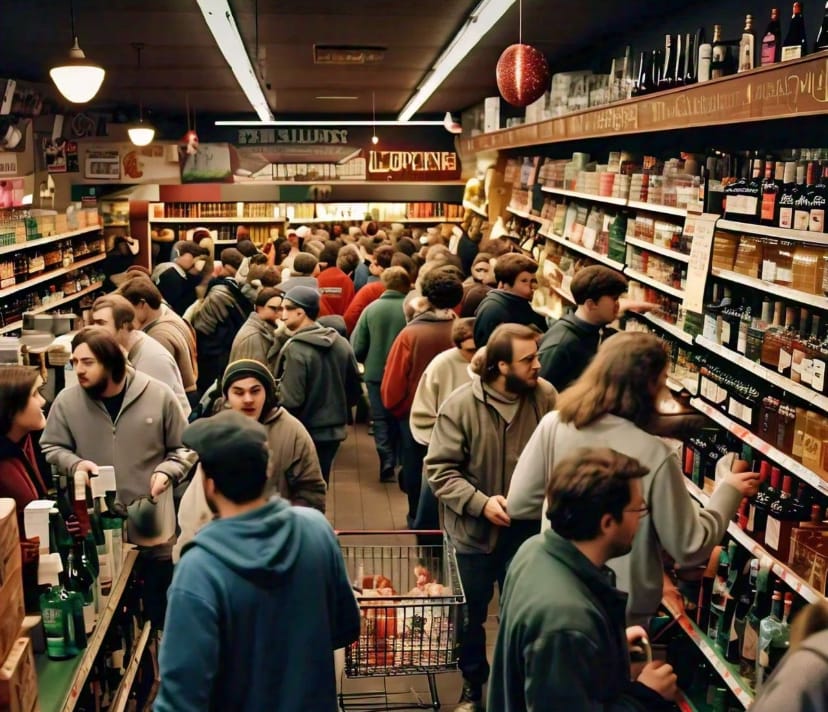 Pic Credit- Ai अंग्रेजी से देशी तक, नए साल पर शराब का रिकॉर्ड तोड़ कारोबार: 9 करोड़ की बिक्री