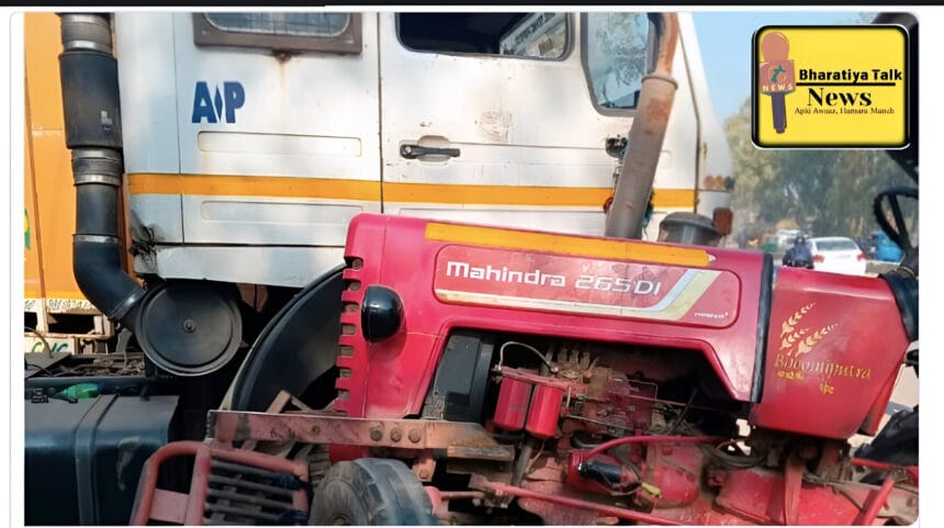 Greater Noida : बादलपुर क्षेत्र के एनटीपीसी मोड से धूममानिकपुर की तरफ जाते ओवरलोड ट्रैक्टर का कहर, टायर फटने से ट्रक चालक की मौत 