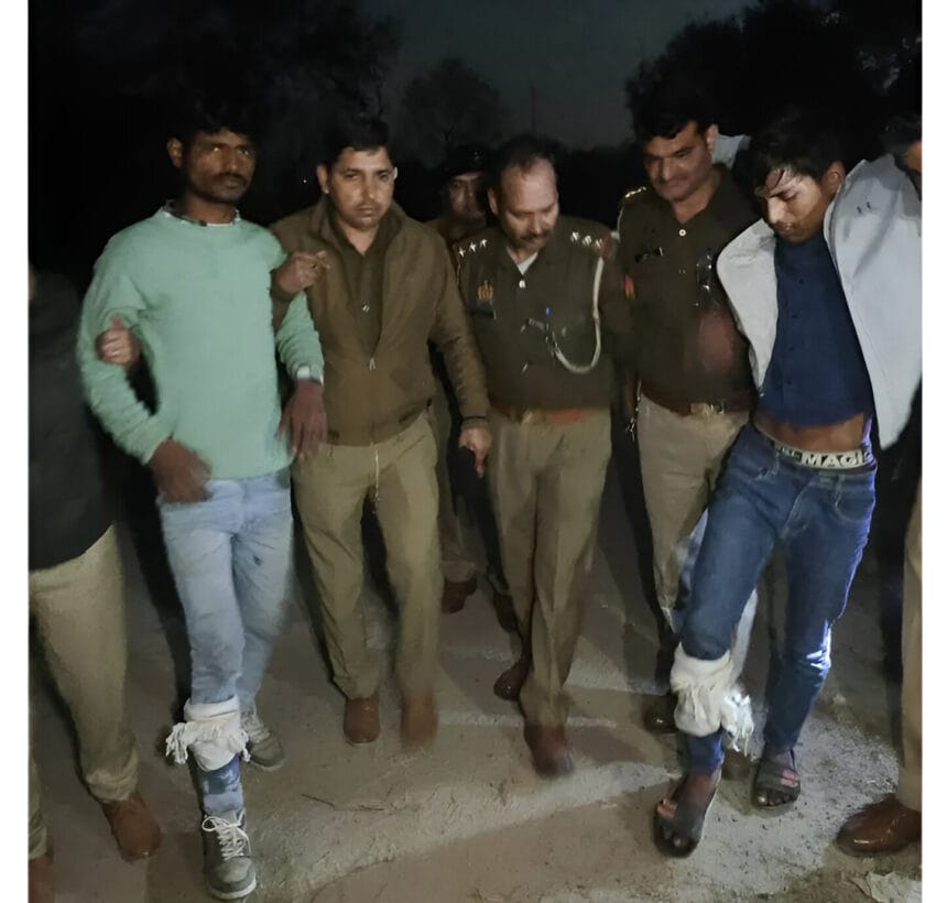 नोएडा थाना सेक्टर 142 में मुठभेड़: तीन शातिर बदमाश गिरफ्तार, दो घायल, चोरी की स्कूटी और अवैध हथियार बरामद किए