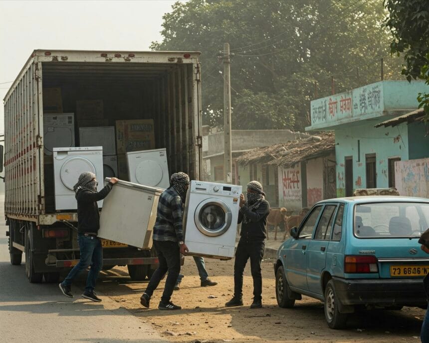 दादरी जीटी रोड स्थित में विश्नूली गांव के पास ट्रक से पांच फ्रिज और एक वाशिंग मशीन चोरी
