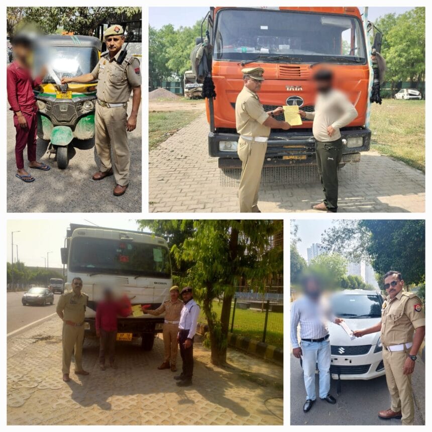 नोएडा में ट्रैफिक पुलिस का बड़ा एक्शन: 24 घंटे में 5000 वाहनों के चालान, 34 जब्त