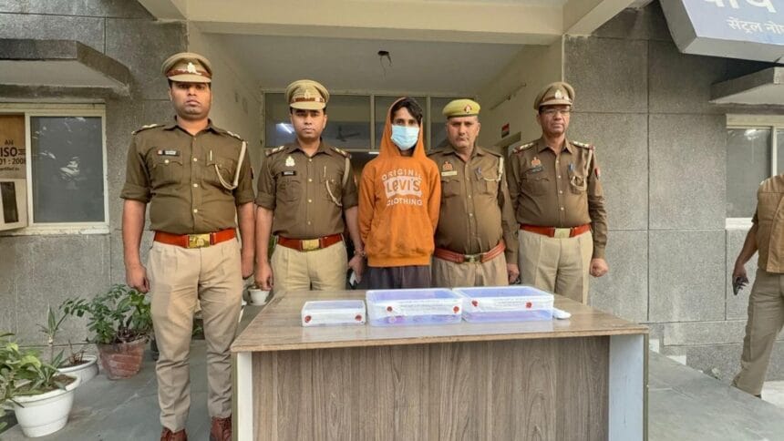 नोएडा: नशे के लिए खाली घरों में करता था चोरी, शातिर चोर गिरफ्तार, सोने-चांदी के जेवरात व अवैध चाकू बरामद