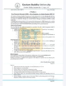 भारतीय टॉक न्यूज़ की खबर का बड़ा असर: GBU फीस घोटाले के खुलासे के बाद विश्वविद्यालय प्रशासन सख्त, छात्रों के हित में जारी किया नया नोटिस