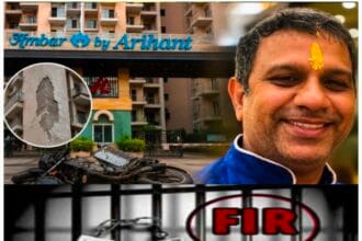 ग्रेनो वेस्ट की अरिहंत अंबर सोसाइटी में मौत का प्लास्टर: बिल्डर और मेंटेनेंस एजेंसी पर FIR, इंचार्ज दीपक गिरफ्तार; ₹1 करोड़ के फ्लैट, फिर भी खस्ताहाल