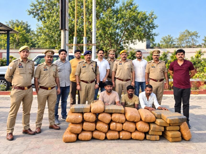 ग्रेटर नोएडा: बादलपुर पुलिस और एंटी नारकोटिक्स टीम का बड़ा एक्शन, ₹1 करोड़ के अवैध गांजे के साथ अंतरराज्यीय गैंग के 3 तस्कर गिरफ्तार; ट्रक में बनी थी सीक्रेट कैविटी